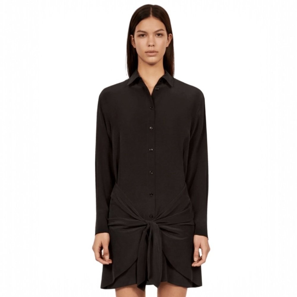 New NWT Kooples 100% silk draped waist mini shirt dress with tie waist.  Medium